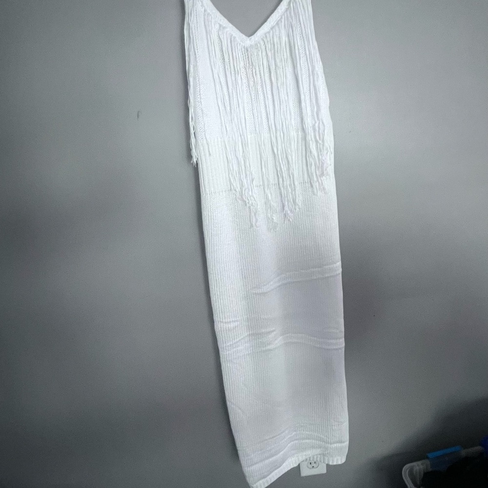 525 America White Fringe Maxi Dress